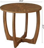PADMA HOUSE Round Wood End Table with Curved Legs - Brown Walnut