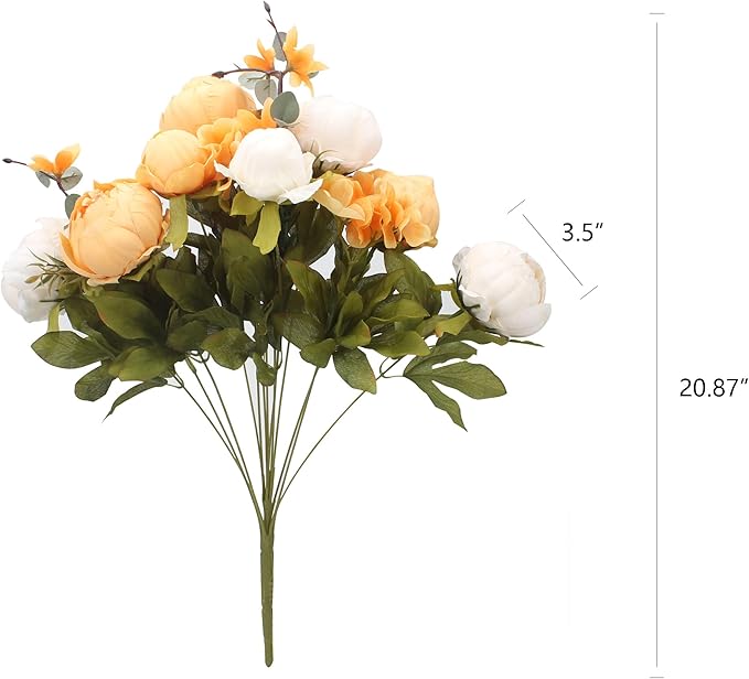 Duovlo Artificial Peony Silk Flowers Fake Flowers Vintage Wedding Home Decoration,Pack of 1 (New Orange)