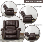CANMOV Leather Recliner Chair, Classic and Traditional Manual Recliner Chair with Comfortable Arms and Back Single Sofa for Living Room, Brown