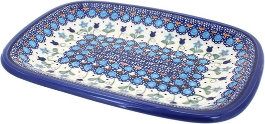 Blue Rose Polish Pottery Savannah Small Rectangular Serving Platter