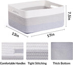 Large Storage Baskets for Organizing, Closet Shelf Baskets for Clothes Blanket Towels, Baby Nursery, Toy Bins Box, Woven Rope Baskets, 17 x 13 x 7.5”, 4 Packs Gradient Grey