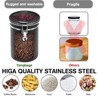 Yangbaga 3x63OZ Sugar Coffee Canisters with Shelf, 304 Stainless Steel Coffee Station Container for Ground Coffee Bean Storage with Airtight Locking Clamp&Scoop, Cereal Containers Storage for Kitchen