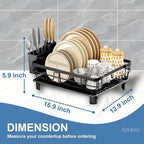 GAXmi Dish Drying Rack Over The Sink Drainer with Drainboard Utensil Holder, 1-Tier Black