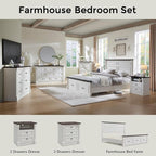 26" Tall Farmhouse Night stand Set of 2, 2 Drawers End Table w/Charging Station, 23.6" Wide Wood Side Table w/Roman Column, Large Rustic Sofa Table w/Open Shelf, Bedside Table for Bedroom, White