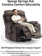 Large Power Lift Chairs Recliners for Elderly with Heated and Massage, Lazy Boy Recliner Chair with 26in Extra Wide Seat, Hidden Cup Holder, Side Pocket
