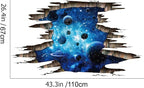 3D Space Floor Sticker,Blue Galaxy Wall Decal-Removable Mural for Kids Bedroom Living Room Milky Way Decorations