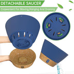 ZMTECH 2 Pack 10 Inch Hanging Planters for Outdoor Plants, Hanging Pots for Plants Indoor with Visible Water Level, Hanging Flower Basket with Drainage Holes & Removable Tray(Blue)