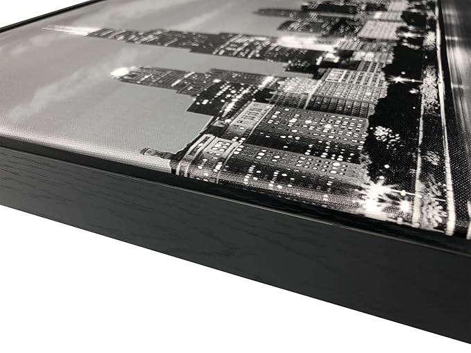 Wieco Art Framed Wall Art Chicago City Center Skyline Black and White Wall Decor Canvas Prints Modern Cityscape Wall Decorations for Living Room Pictures for Bedroom Decorations