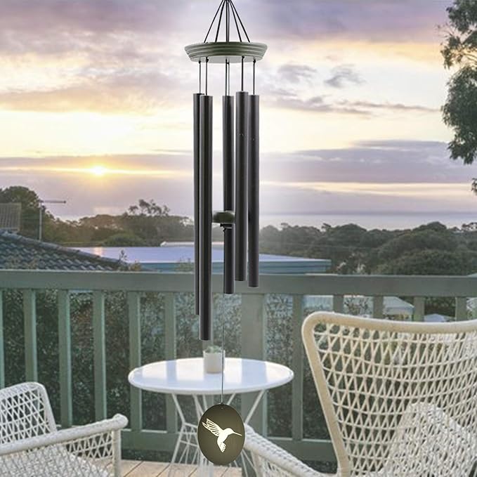 Hummingbird Outdoor Wind Chimes for Outside - 33" Tall, Tuned Melody, Memorial Gift for Mom/Grandma, Weather-Resistant, Perfect Decoration for Patio, Garden, Yard & Indoors