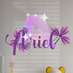 CRYPTONITE Custom Stickers Name Wall Decor with Purple Flower | Custom Name & Initial for Purple Wall Decor | Flower Wall Decals for Bedroom Decor I Custom Decal for Baby Girl Nursery Decor(E. Floral)