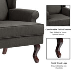Accent Chair, High Back Upholstered Armchair with High Resilience Sponge & Wood Legs, Mid-Century Modern Comfy Single Sofa Reading Chairs for Living Room, Bedroom (Dark Grey, Set of 1)