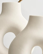 NOBULA White Ceramic Donut Vases – Modern Home Decor for Living Room, Bedroom & Table Centerpiece - Minimalist Nordic – Unique Vases for Olive Plant & Flowers – Decorative Coffee Table Vase Set of 2
