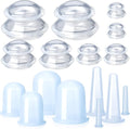 16 Pcs Silicone Cupping Therapy Set Anti Cellulite Cup Vacuum Suction Massage Cup Silicone Cupping Therapy Set for Cellulite Reduction Myofascial Release Massage Therapist Home Use (Clear)