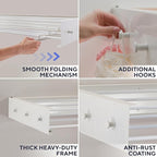 Foldable Wall Mounted Drying Rack 40 inch - Easy to Install Hanging Rack for Laundry Room - Space Saving Design with 66-lb Capacity - Perfect Drying Racks for Clothes Towels & More