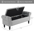 Furniliving 51” Bedroom Bench, End of Bed Bench with Button-Tufted Large Upholstered Storage Bench Ottoman Linen Window Benches with Storage Shoe Cabinet, for Bedroom, Entryway, Closet, Grey