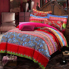 ABREEZE Bohemian Duvet Cover Set Boho Bedding Colorful Red Boho Retro Bedding Set Damask Paisley Cotton Duvet Cover Tribal Reversible Bedding Exotic Style Comforter Cover 3-Piece Cal.King