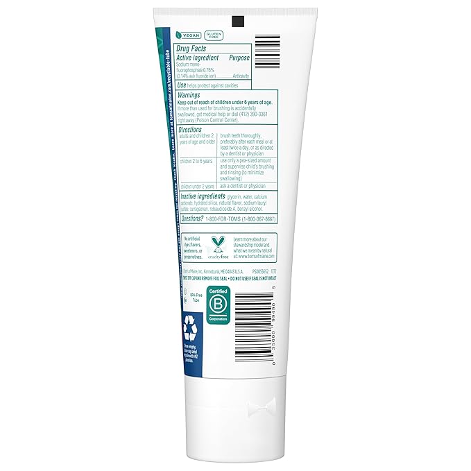 Tom’s of Maine Watermelon Wiggle Kids Toothpaste with Fluoride, Kids Natural Toothpaste, For Children Ages 2 and Up, Helps Prevent Cavities, 5.1 Oz 3 Pack