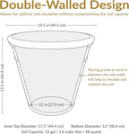 Sunnydaze 19.5-Inch Arabella Large Plant Pot - Polyresin Round Outdoor Planter with Drillable Drainage Holes - Beige
