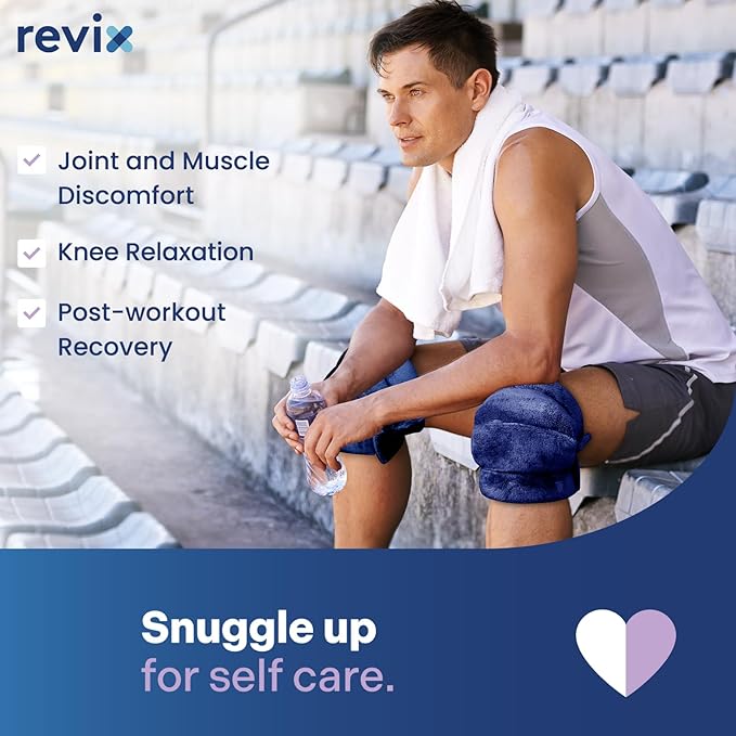 REVIX Microwavable Knee Heating Pad, Heated Wrap with Moist Heat for Elbow & Joint Support, Reusable Hot or Cold Compress for Women & Men