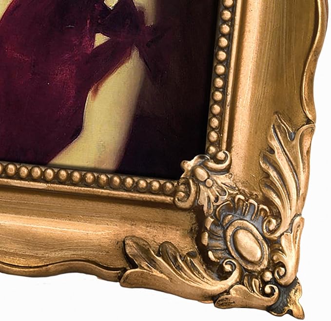 5x7 Vintage Picture Frame with Embossed Flower Design, Ornate Gold Frame for 5x7 Pictures, Hand-Crafted Resin Antique Frames for Tabletop & Wall Hanging, Home Decor (Bronze)
