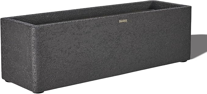 31 Inch Rectangular Concrete Planter,Durable All-Weather Use with Drainage Holes,Large Rectangular Planter for Outdoor Indoor Plants
