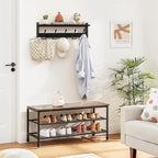 Homode Coat Rack with Shelf, 24" Coat Hooks Wall Mounted with Shelf, Wooden Hanging Coat Hanger with Tri Hooks for Entryway, Bathroom, Mudroom, Bedroom, Black
