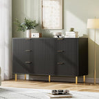 GAOMON 6 Drawer Dresser, Wood Chest of Drawers Organizer Storage with Gold Handle, Large Storage Cabinet, Modern Design Dresser for Bedroom, Living Room, Closet, Hallway, Entryway, Black
