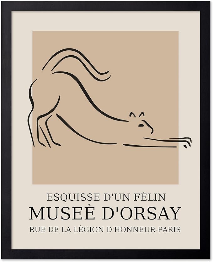 Poster Master Vintage Poster - Retro Minimalist Print - Gift for Artist, Housewarming - Cat, Line Drawing, Sketch, Abstract - Wall Decor for Living Room, Bedroom, 18x24 Unframed Wall Art