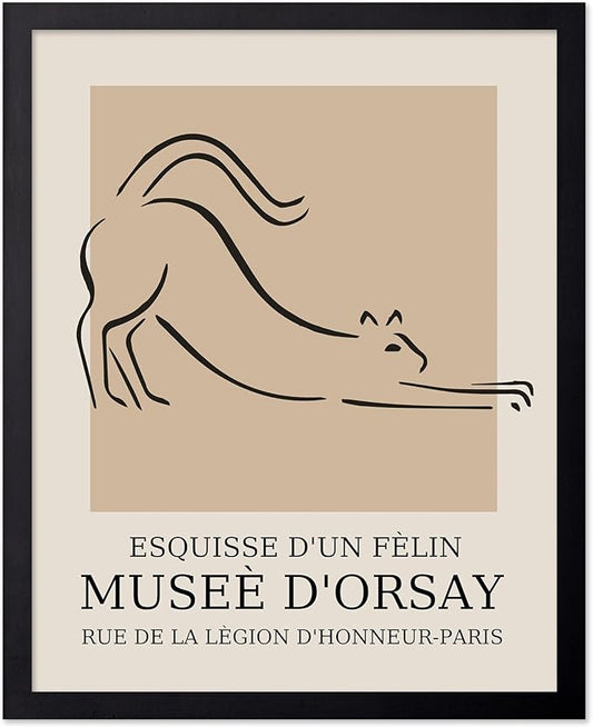 Poster Master Vintage Poster - Retro Cat Print - Line Drawing Art - Sketch Art - Gift for Boys, Girls & Animal Lover - Cute Decor for Bedroom, Kid's Room or Nursery - 11x14 UNFRAMED Wall Art