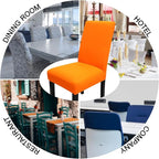 JQinHome Dining Chair Slipcover, High Stretch Removable Washable Chair Seat Protector Cover Set of 6,Chair Covers for Halloween Dining Room, Kitchen,Home Party,Wedding Ceremony(Orange, 6PC)