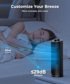 Abolee Tower Fan, 23ft/s Desk Fan, 70° Oscillating Table Fan for Bedroom, Standing Table Fan with 3 Modes, 2024 New 13 Inch Bladeless fan for Bedroom, Home,Office