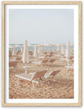 HesenDot Natural OAK Wood Framed Italy Beach Wall Art,12x16in Amalfi Coast Canvas Wall Print,Positano Seascape White Beach Chair Wall Decor for Living Room, Bedroom,Office Gallery Set of 1