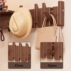 Wall Mounted Piano Key Hanger | Flip Style Hook | Entrance Wall Art Hook, Made of Oak Wood (3 Times Painted, 4 Times Polished) (Fence Beech, 8Hooks)