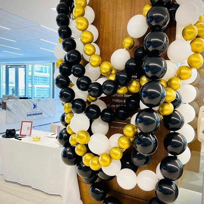 Black and White Quick Link Balloons, 100PCS Latex Linking Balloons for Making Balloon Wall Balloon Arch Balloon Chains and Wedding Birthday Baby Shower Engagement Graduation Party Decorations (10inch)