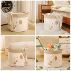 Large Blanket Baskets for Living Room Decor, Toy Storage Baskets Woven Cotton Rope Storage Basket for Kids, Dog Toys Organizer Clothes Hamper with Embroidery Decor for NurseryLaundry (Large, Giraffe)