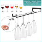 Sorbus Wine Glass Holder - 12 Inch Wall Mounted Wine Glass Rack for Under Cabinet Organization and Storage - Kitchen Shelves for Home Bar Holds Up to 4 Stemware Wine Glasses Each, 16 Total (4 Pack)