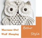Owl Macrame Wall Hanging-Hand Woven Boho Tapestry-Macrame Wall Decor -Owl Decor for Bedroom, Living Room, Nursery (Beige-Large)