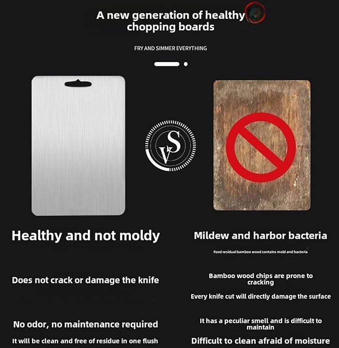 Titanium Cutting Board, New Upgrade Pure Titanium Cutting Boards for Kitchen,Food Grade 316 Stainless Steel Cutting Board，Double sided Dishwasher Safe 15.3x11inch