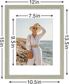Vittanly 11x14 Picture Frames Set of 9, Shatter Resistant Plexiglass, Display 8x10 Pictures with Mat or 11x14 without Mat, Photo Frames for Wall or Tabletop, Engineered Wood, Driftwood