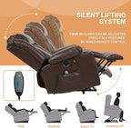 Power Lift Recliner Chair for Elderly Breathable Leather Recliner Chair with Massage and Heat for People Limited Mobility,2 Cup Holders,Electric Stand Assist,USB Ports,Gifts for Family (Brown)