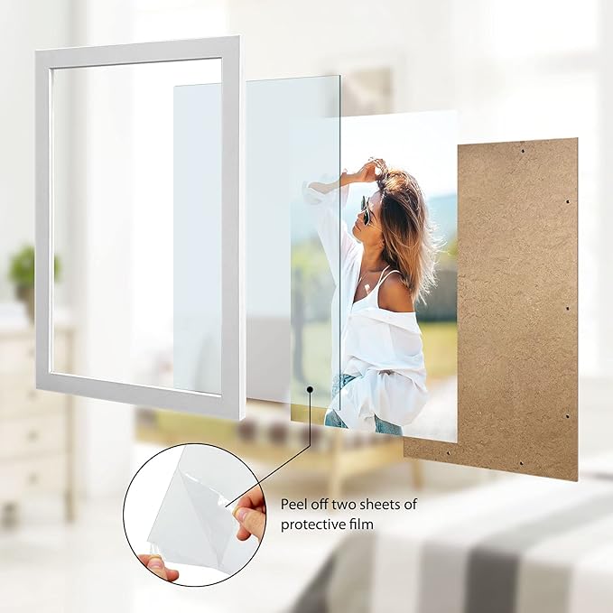 VCK Poster Frames 20x30 White 3 Pack, Solid Wood Picture Frames for Wall Mounting Hanging Art and Puzzle Frame