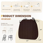 downluxe Chair Cushions for Dining Chairs, Waterproof Kitchen Chair Pads, Non-Slip Dining Seat Cushion with Ties, 17" x 16" x 2.5", Brown, 6 Pack