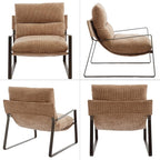 DUOMAY Mid-Century Accent Chairs Armchair Set of 2, Comfy Chenille Leisure Chairs Lazy Chairs with Brozen Metal Leg for Living Room Bedroom Office Apartment, Khaki