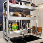 Kitchen Sink Rack Sink Above The Dish Drain Dish Washing Rack Stainless Steel Multifunctional Dish Storage Rack,Over The Sink Drying Rack for Dishes(2,75cm/29.5in)