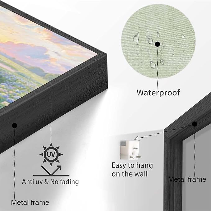 The hydrangea scenery all over the lake at sunset is suitable for posting in the living room bedroom office landscape poster wall painting