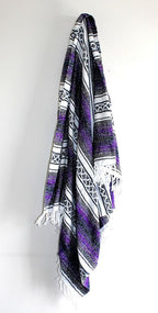 Del Mex Classic Mexican Blanket, Large Authentic Woven Falsa Throw (70"x50"), Artisan Southwest Décor for Beach, Yoga, Outdoors (Purple)
