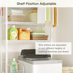 Ulif U11 Over Washer and Dryer Shelves, 3 Tiers Laundry Room Storage and Organizer Standing Shelf, Metal Freestanding Clothes Drying Rack, 33.9" W x 19.7" D x 77.6" H, White