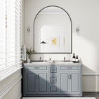 BEAUTYPEAK 36"x48" Arch Bathroom Mirror, Wall Mounted Vanity Metal Frame Mirror for Bedroom, Entryway, Living Room, Black