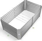Land Guard 6×3×2 ft Galvanized Metal Raised Garden Bed, 2FT Deep Root Elevated Planter Box Steel Large Vegetable Flower Bed Kit（Silver）