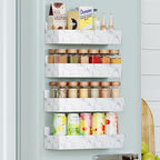Magnetic Spice Rack for Refrigerator, Kitchen Organizer and Storage Shelf, Marble(4 Pack)